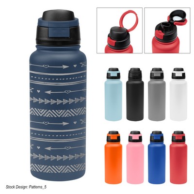 32 Oz. Full Laser Pop Sip Recycled Stainless Steel Bottle