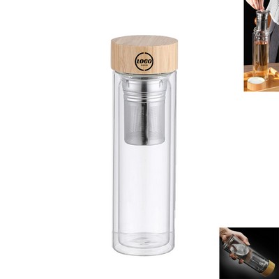 Double Wall Glass Bottle w/Tea Infuser